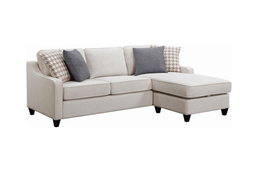 Mcloughlin Upholstered Sloped Arm Sectional Sofa Platinum 501840