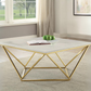 Meryl Square Faux Marble Top Coffee Table White and Gold 700846