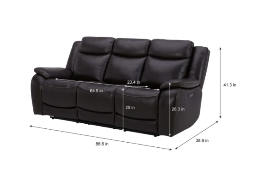 Harvey Leather Power Reclining Sofa with Power Headrests