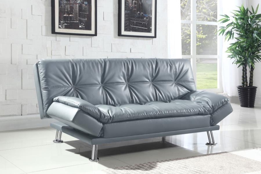 Sofá cama convertible con capitoné tapizado Dilleston gris 500096 