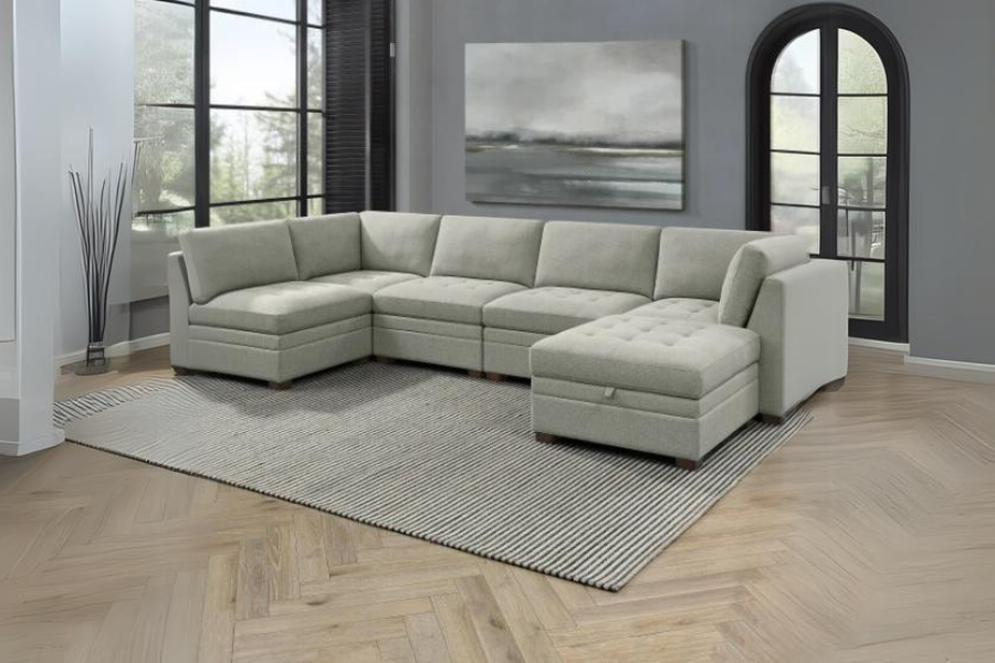 Thomasville Tisdale Fabric Sectional with Storage Ottoman