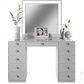 Tresanti Alexandra Double Pedestal Vanity Table with LED Lighted Mirror