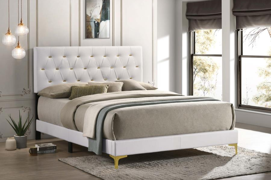 Kendall Upholstered Queen Panel Bed White 224401Q