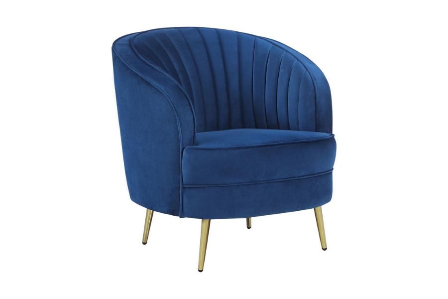 Sophia Upholstered Channel Tufted Barrel Accent Chair Blue 506863