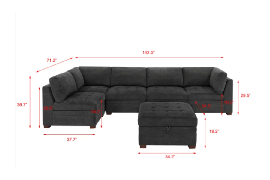 Thomasville Tisdale Fabric Sectional with Storage Ottoman