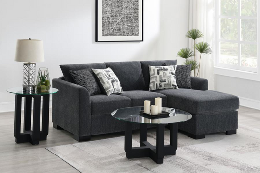 Storey Upholstered Sleeper Sectional Chaise Sofa Dark Grey 504777