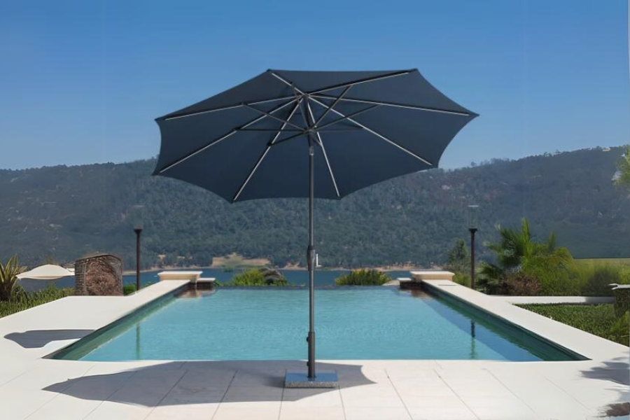 Sunvilla 10' Round Solar LED Market Umbrella