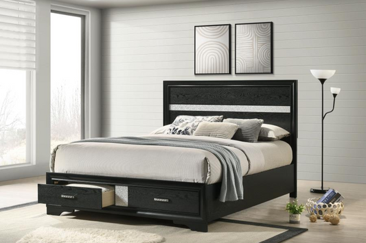 Miranda 51-inch Wood Queen Storage Panel Bed Black 206361Q Comming Soon