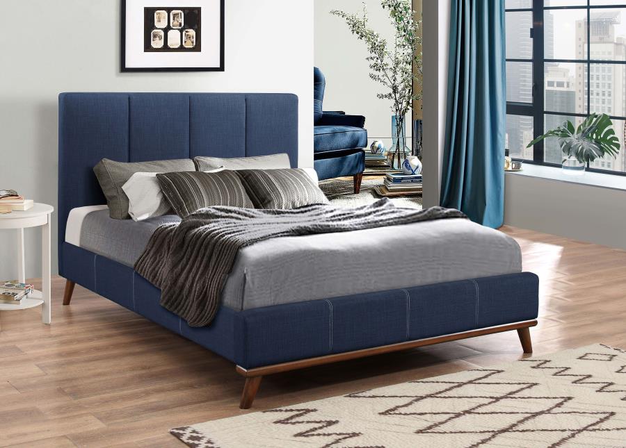 Charity Upholstered Queen Panel Bed Blue 300626Q