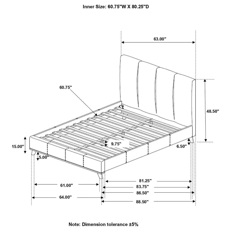 Charity Upholstered Queen Panel Bed Blue 300626Q