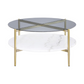 Jonelle Round Glass Top Coffee Table White Marble Shelf Gold 710338