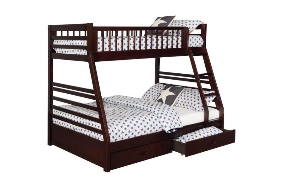 Ashton 2-drawer Wood Twin Over Full Bunk Bed Cappuccino 460184