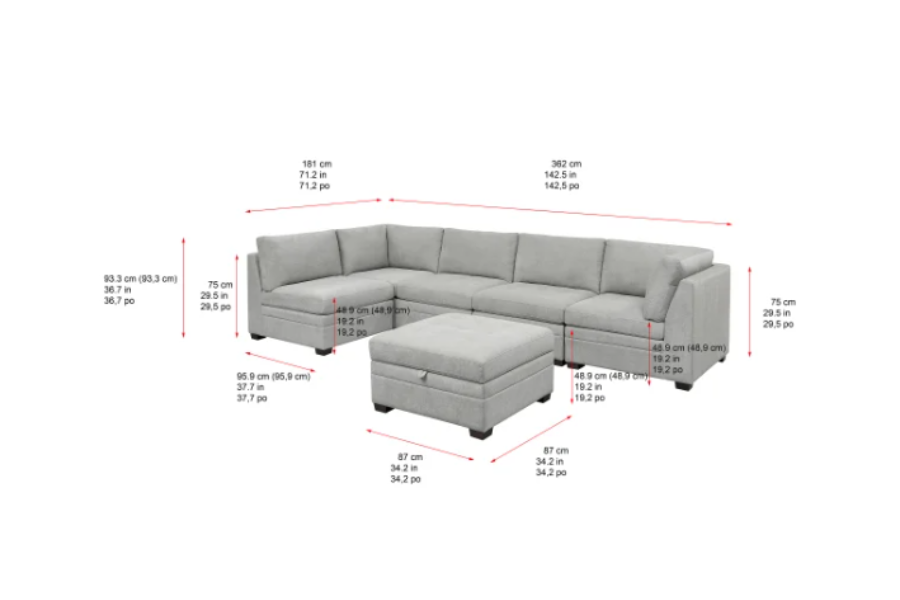 Thomasville Tisdale Fabric Sectional with Storage Ottoman