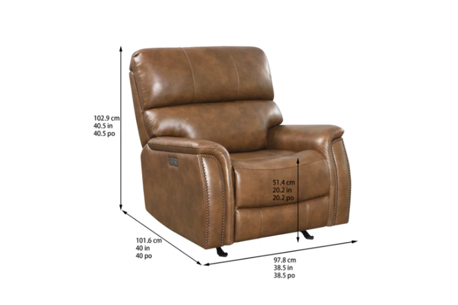 Barcalounger Presley Leather Power Rocker Recliner with Power Headrest