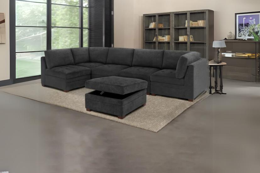 Thomasville Tisdale Fabric Sectional with Storage Ottoman