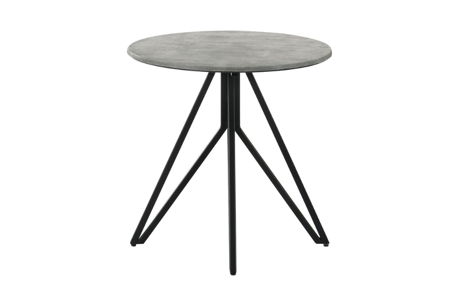 Hadi Round SmartTop Side End Table Cement and Gunmetal 736177