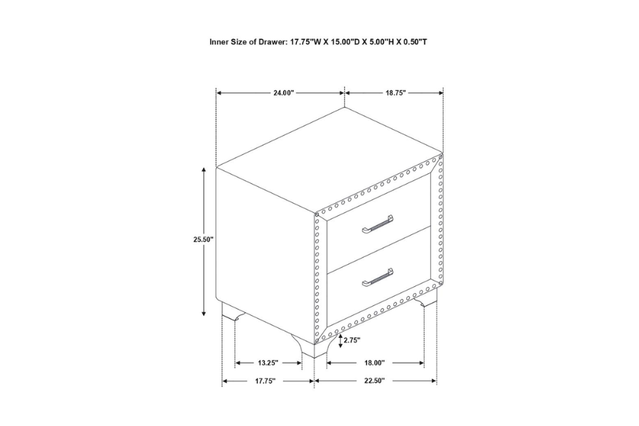 Melody Upholstered 2-drawer Nightstand Grey 223382 Comming Soon