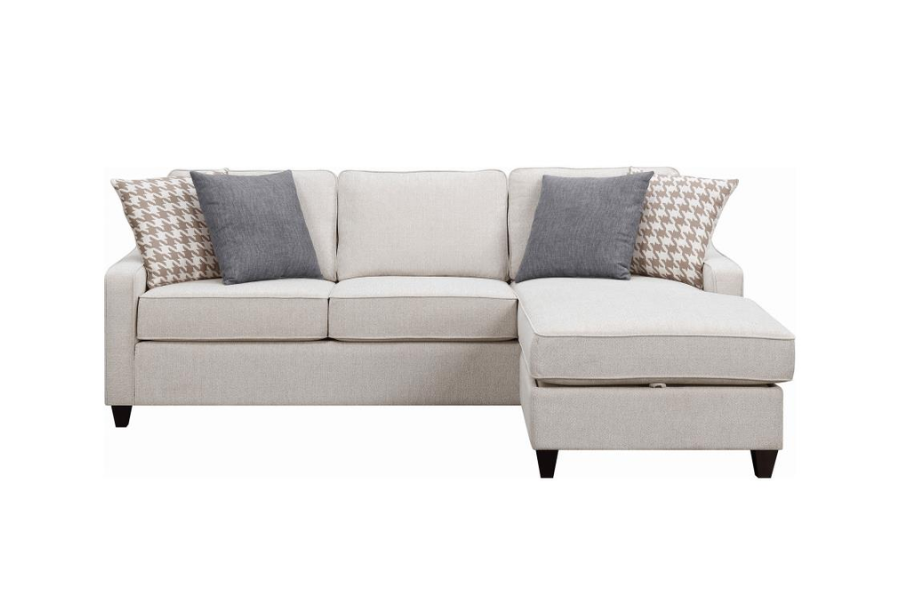 Mcloughlin Upholstered Sloped Arm Sectional Sofa Platinum 501840