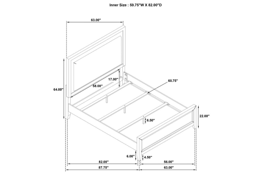 Juego de dormitorio Marielle de 4 piezas con cama tamaño king en color blanco desgastado 224841KE-S4 