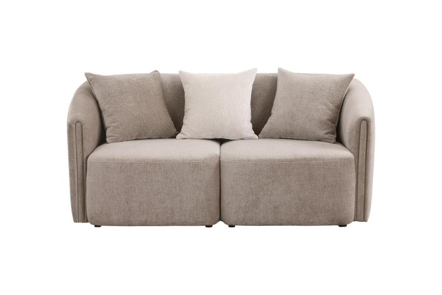 Townsend Chenille Upholstered Rolled Arm Loveseat Latte	504755