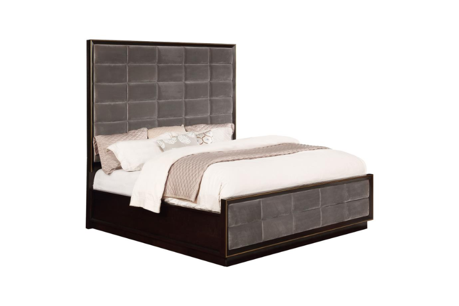 Cama con paneles estilo Eastern King de 77 pulgadas Durango, color pimienta ahumada 223261KE 