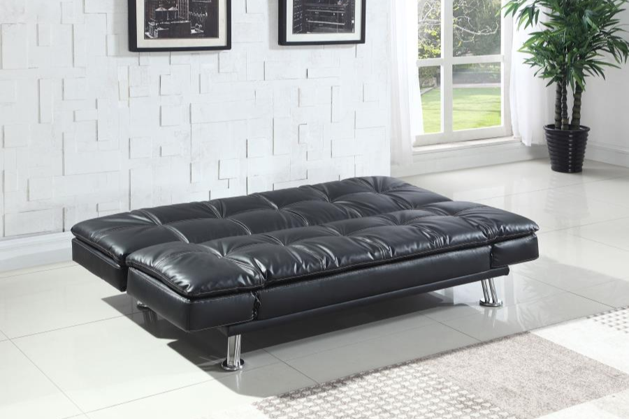 Dilleston Upholstered Tufted Convertible Sofa Bed Black 300281