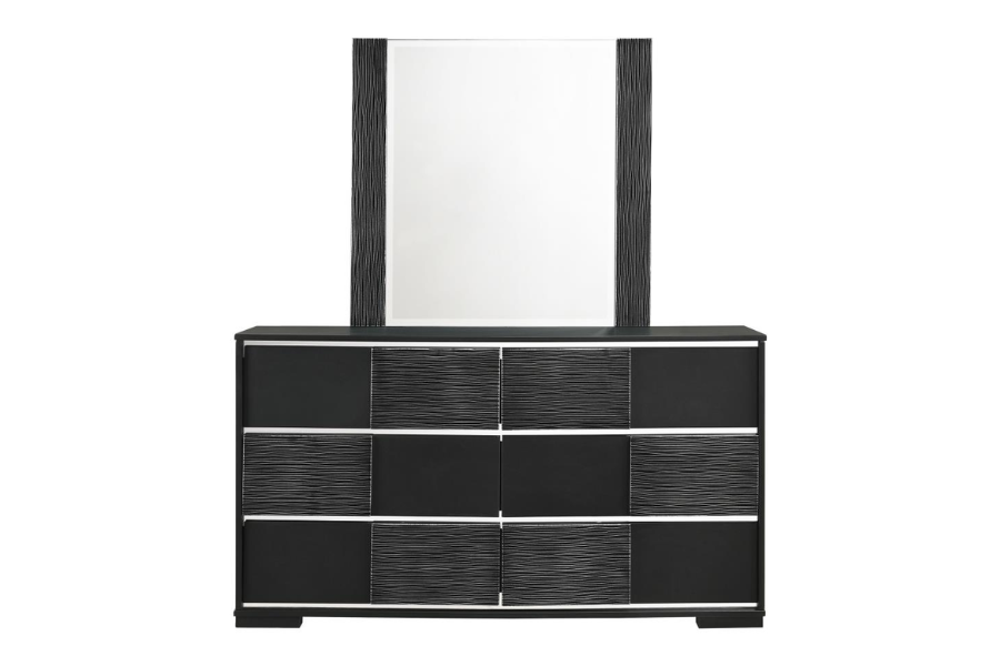 Blacktoft 6-drawer Dresser with Mirror Black 207103M