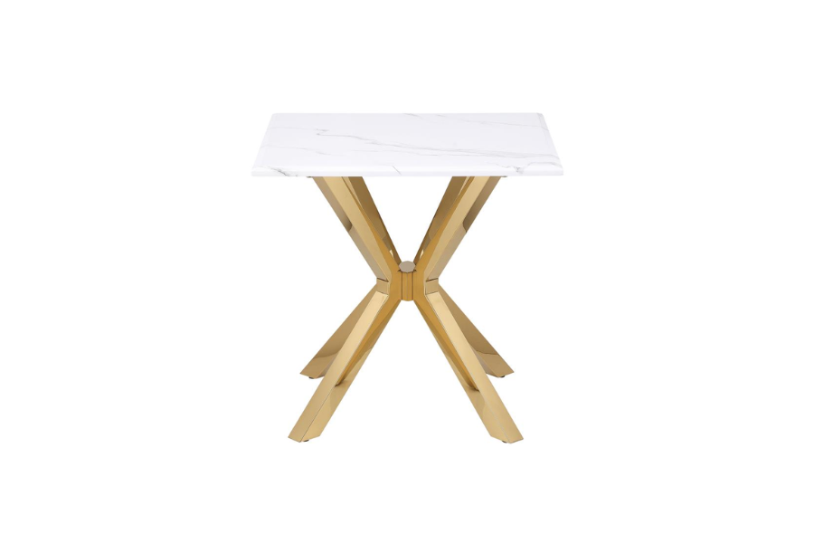 Visalia Faux Marble Top Stainless Steel End Table Gold 710217