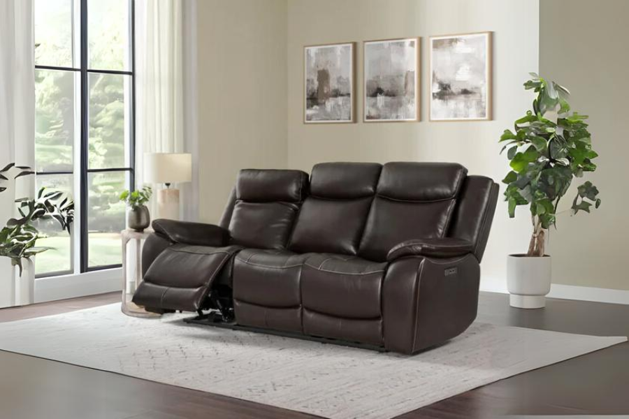 Harvey Leather Power Reclining Sofa with Power Headrests