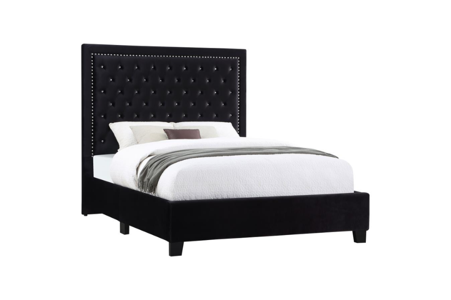 Hailey Upholstered Queen Panel Bed Black 315925Q