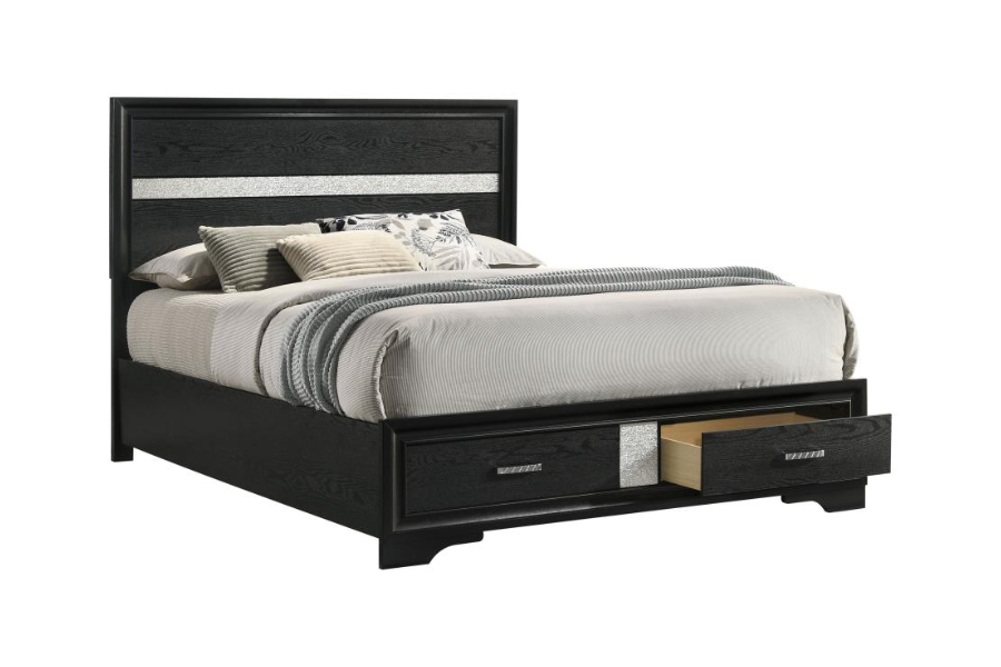 Miranda 51-inch Wood Queen Storage Panel Bed Black 206361Q Comming Soon