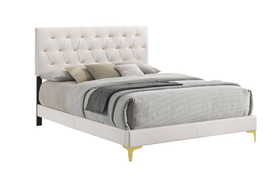 Kendall Upholstered Queen Panel Bed White 224401Q