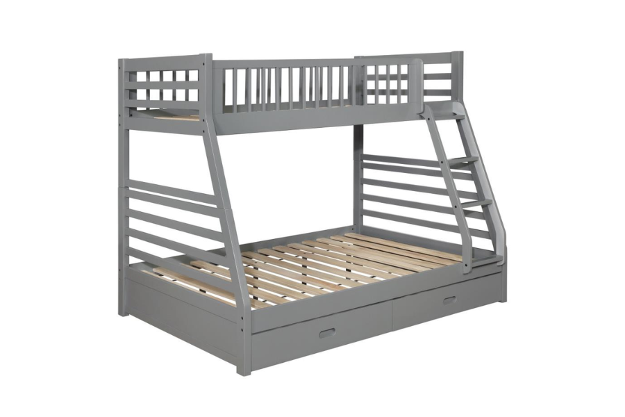 Ashton 2-drawer Wood Twin Over Full Bunk Bed Grey 460182