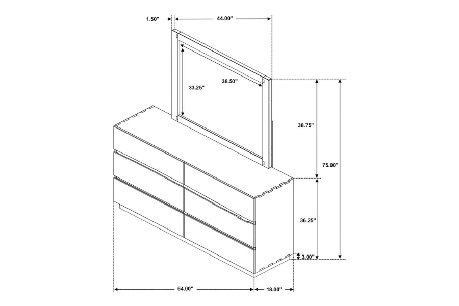 Winslow 6-drawer Dresser with Mirror Smokey Walnut 223253M