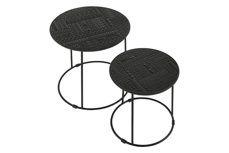 Loannis 2-piece Round Mango Wood Nesting Table Matte Black	935842