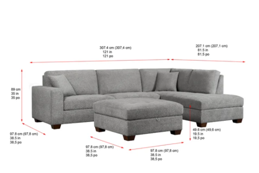 Thomasville Miles Fabric Sectional with Storage Ottoman