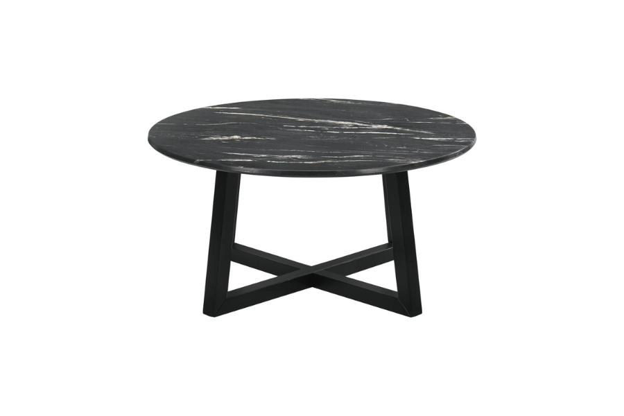 Skylark Round Marble-like SmartTop Coffee Table Black 707848