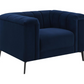 Chalet Upholstered Tuxedo Arm Tufted Chair Blue	509213