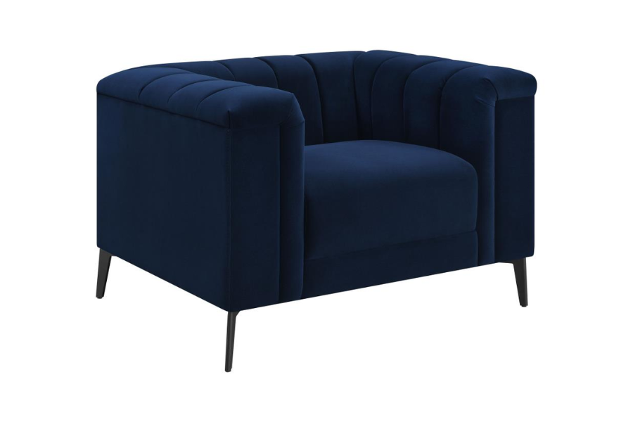 Chalet Upholstered Tuxedo Arm Tufted Chair Blue	509213