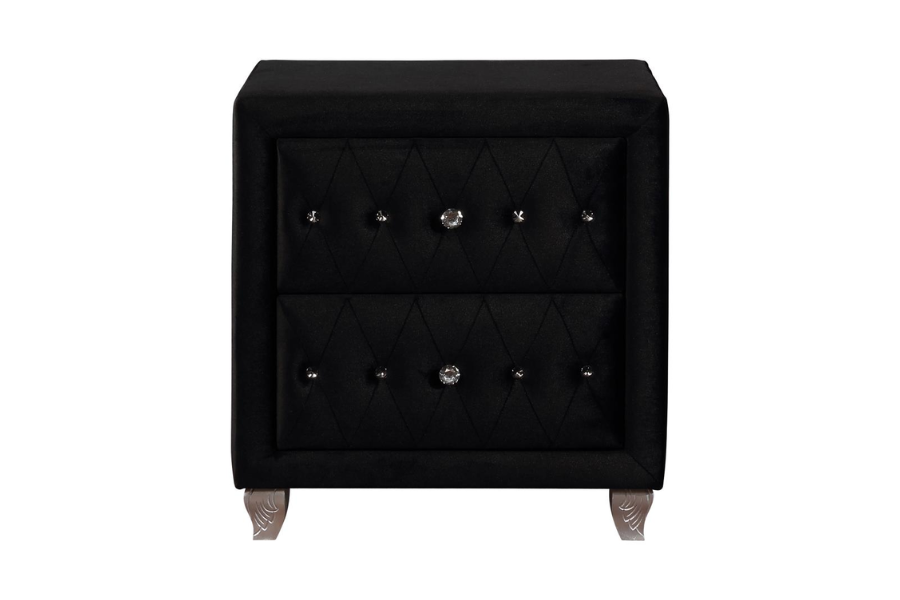 Deanna Upholstered 2-drawer Nightstand Black 206102