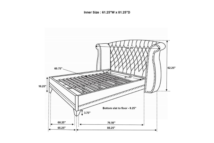 Cama Queen con respaldo alto tapizada Barzini color blanco 300843Q 