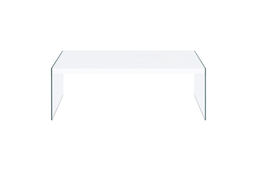 Opal Rectangular Glass Frame Coffee Table White High Gloss 704148