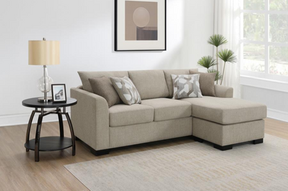 Storey Upholstered Sleeper Sectional Chaise Sofa Camel 504778