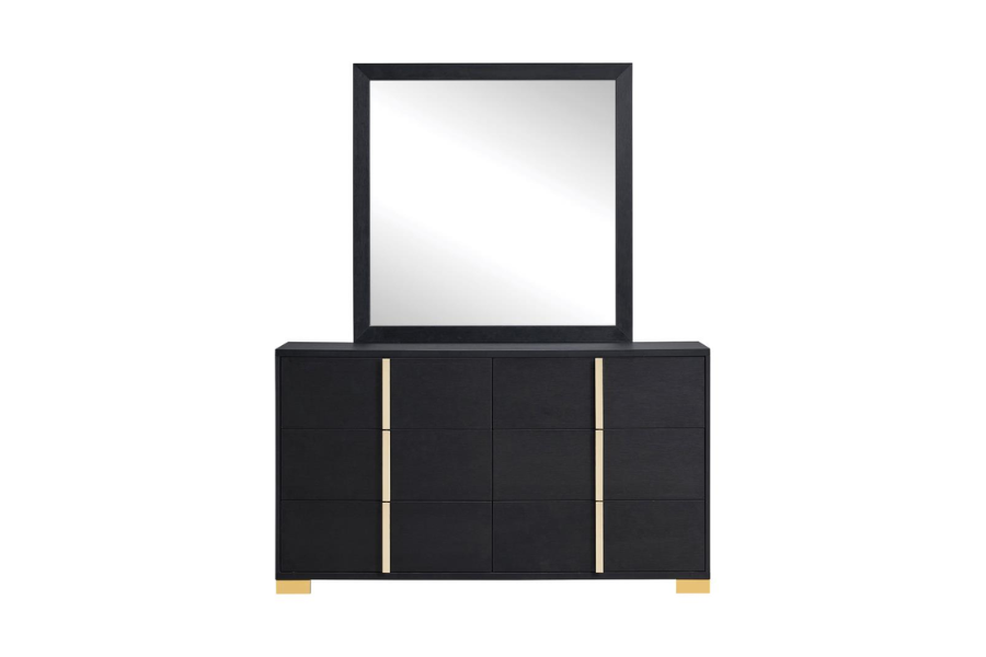 Marceline 6-drawer Dresser with Mirror Black 222833M Coming Soon