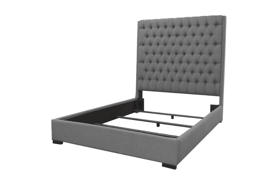 Camille Upholstered Eastern King Panel Bed Grey 300621KE