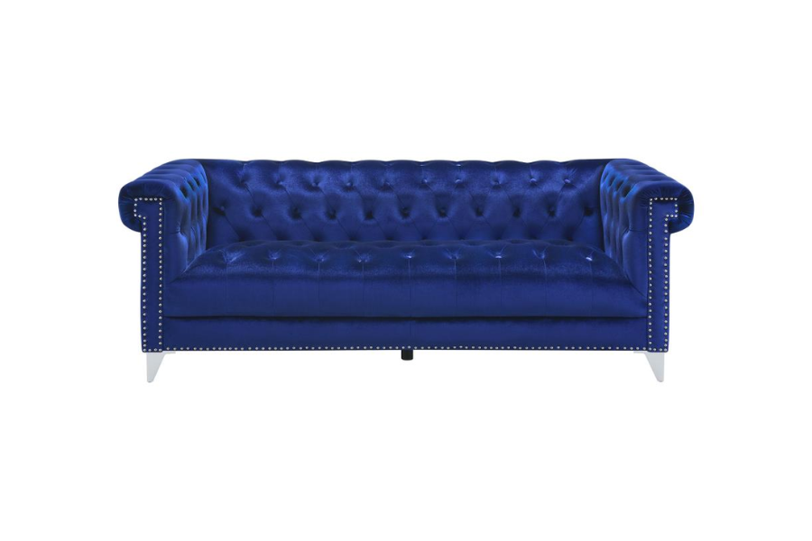 Bleker Upholstered Tuxedo Arm Tufted Sofa Blue 509481