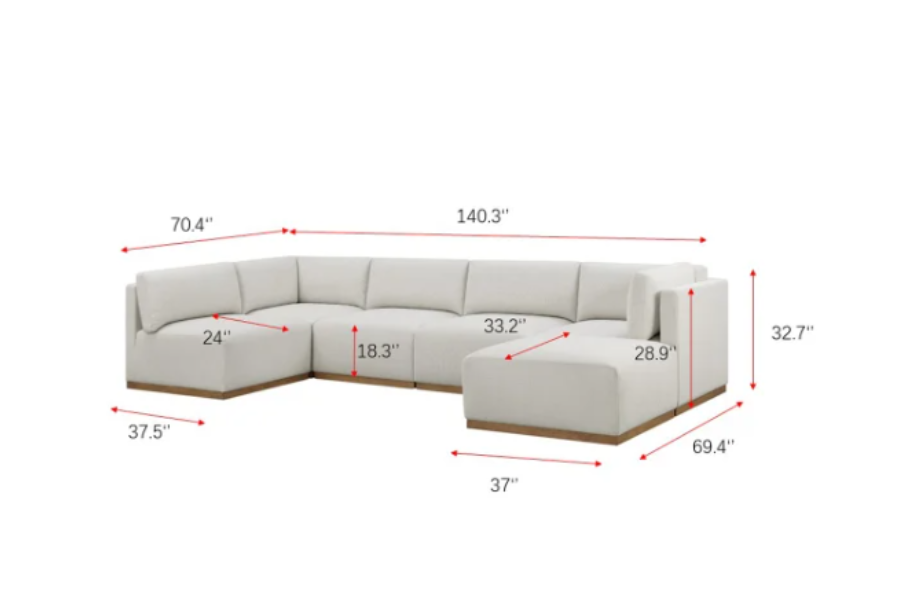 Henredon Murphy Fabric Modular Sectional with Ottoman