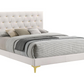 Cama King tapizada con paneles en color blanco Kendall 224401KE 