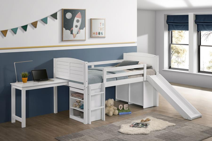 Millie Twin Workstation Loft Bed White 400330T