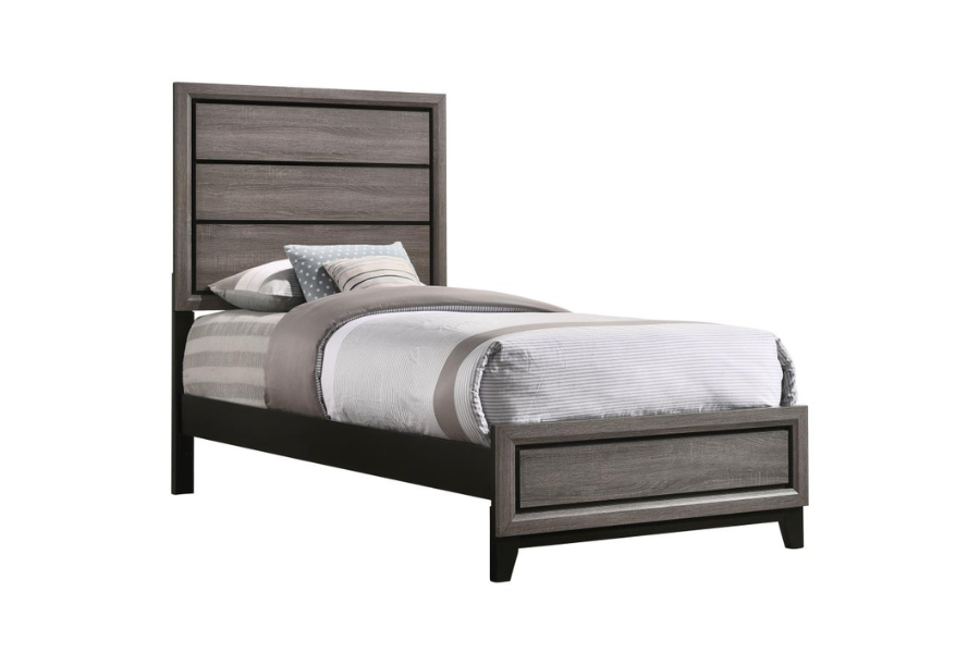 Watson Wood Twin Panel Bed Grey Oak 212421T